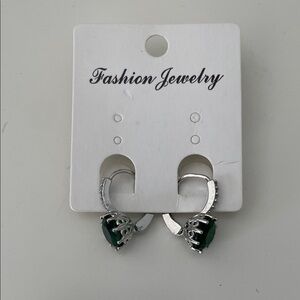 Elegant Silver and Green Earrings